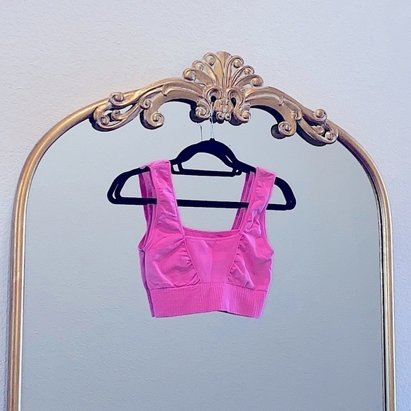 Free People Square Neck Bra Top Pink Size M/L - Picture 3 of 5